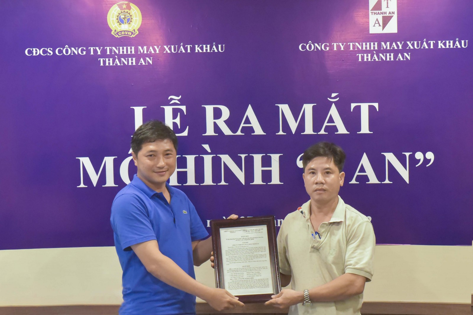 Công ty TNHH May xuất khẩu Thành An ra mắt mô hình “3 An”