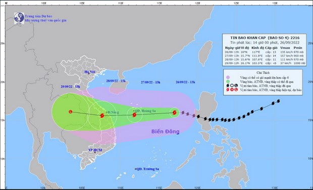 Bão số 4-Noru giật cấp 15 cách quần đảo Hoàng Sa 580km về phía Đông