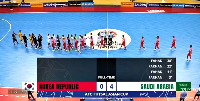 Hạ Hàn Quốc 4-0, Saudi Arabia đẩy tuyển futsal Việt Nam vào thế khó