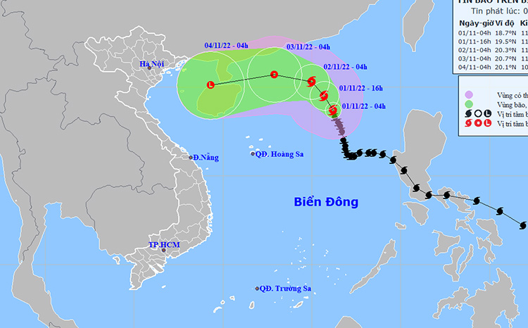 Thời tiết ngày 1/11: Bão số 7 mạnh lên trong 12 giờ tới, sau suy yếu dần