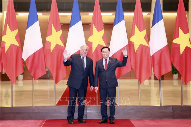 Chủ tịch Quốc hội Vương Đình Huệ đón, hội đàm với Chủ tịch Thượng viện CH Pháp