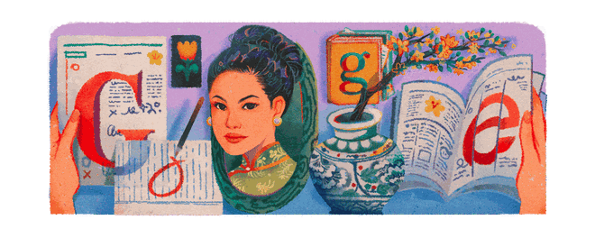 Google Doodle hôm nay tôn vinh Sương Nguyệt Anh - nữ chủ bút đầu tiên của báo chí Việt Nam