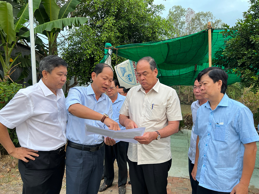 Chủ tịch UBND tỉnh An Giang Nguyễn Thanh Bình kiểm tra tiến độ thi công các công trình, dự án trọng điểm