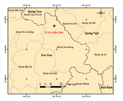 Lại xảy ra động đất tại Kon Plông, Kon Tum