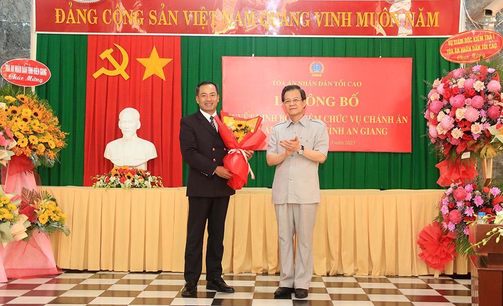 Vụ trưởng Vụ Giám đốc kiểm tra về hình sự, hành chính Tòa án nhân dân tối cao Đỗ Thế Bình giữ chức vụ Chánh án Tòa án nhân dân tỉnh An Giang