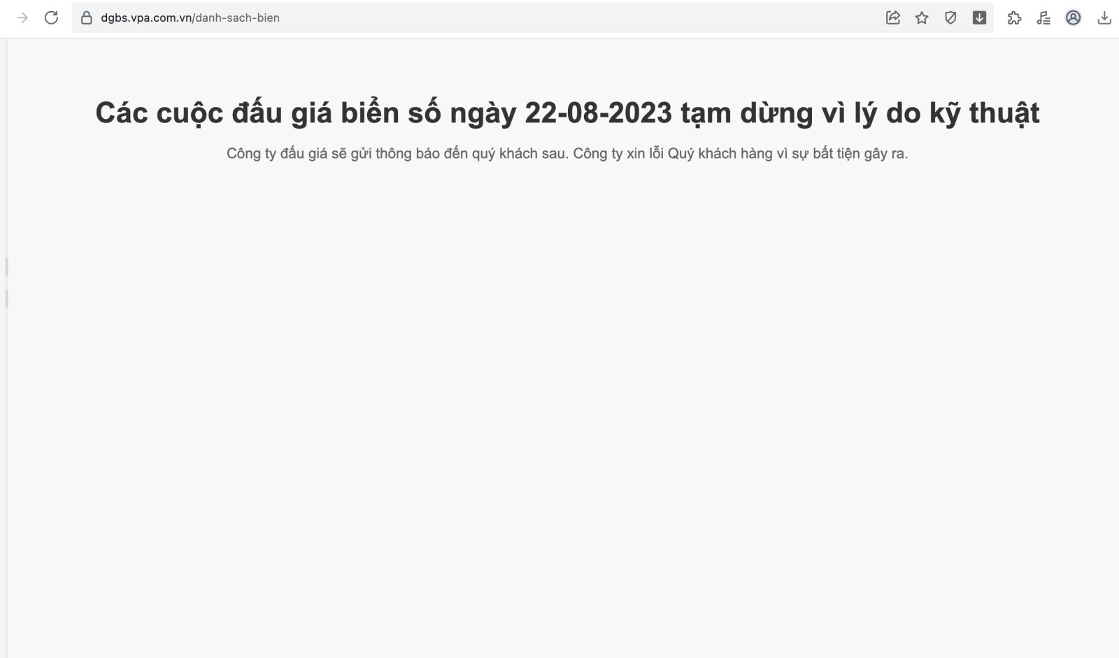 Phiên đấu giá biển số ô tô đầu tiên bị tạm dừng vì lỗi kỹ thuật
