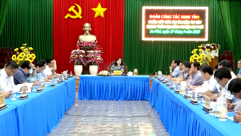Phó Chủ tịch UBND tỉnh An Giang Nguyễn Thị Minh Thúy khảo sát các dự án đầu tư xây dựng ở huyện An Phú