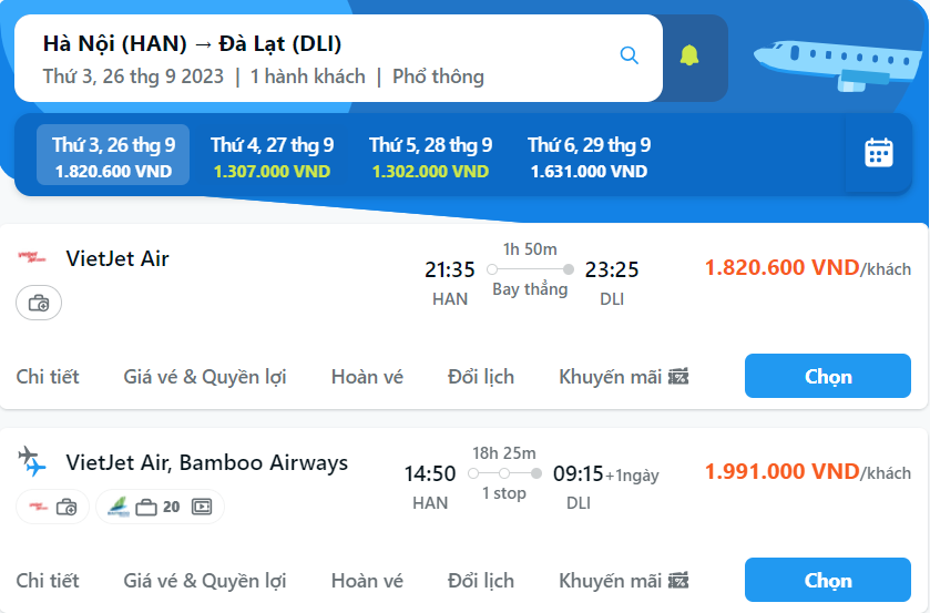 Khám phá ưu đãi giá rẻ vé máy bay Hà Nội Đà Lạt trên Traveloka