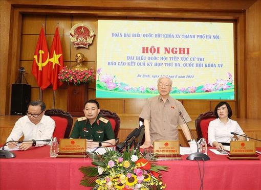 Tổng Bí thư Nguyễn Phú Trọng tiếp xúc cử tri sau Kỳ họp thứ ba, Quốc hội khoá XV