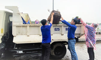 Tuổi trẻ Công ty Cổ phần Môi trường đô thị An Giang dầm mưa làm đẹp đường phố