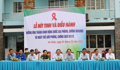 Châu Thành mít-tinh hưởng ứng Tháng hành động quốc gia phòng, chống HIV/AIDS năm 2022