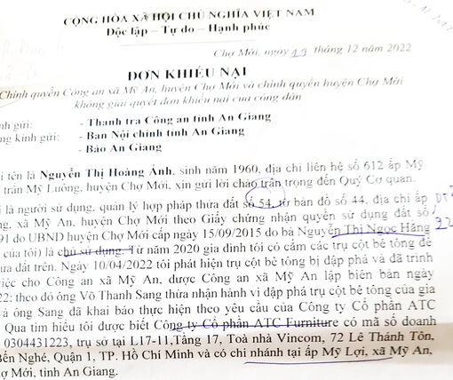 Trả lời phản ánh của bà Nguyễn Thị Hoàng Ánh