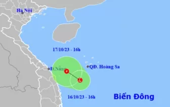 Vùng áp thấp sắp mạnh lên thành áp thấp nhiệt đới, hướng vào Trung Bộ